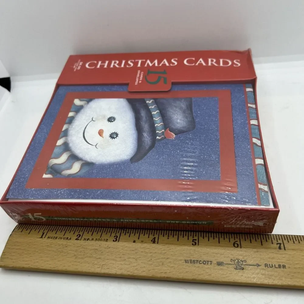 NOS Christmas Cards Happy Holidays Merry‎ Christmas Snowman 15 Cards & Envelopes